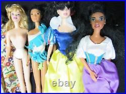 Lot Of 32 Disney Prince & Princess 12 Dolls, Belle, Cinderella, Jasmine, Mulan