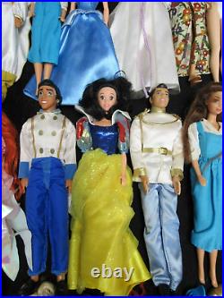 Lot Of 32 Disney Prince & Princess 12 Dolls, Belle, Cinderella, Jasmine, Mulan