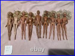 Lot of 10 Barbie dolls Rubber Leg Nude Mixed Lot For OOAK Nice Condition Lot A17