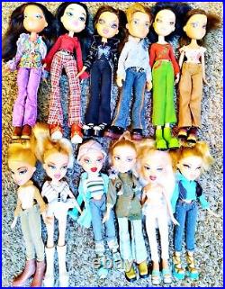 Lot of 12 BRATZ DOLLS Mostly G1 FULLY-CLOTHED BOY GIRLS Loose Dolls