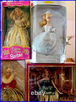 Lot of 15 NRFB Highly Collectible Barbie Dolls. Most Are Vintage 1990s-2000s