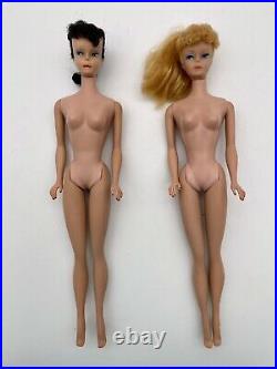 Lot of 2 Vintage #5 Ponytail Barbie Dolls Carry Case Original Outfits & More