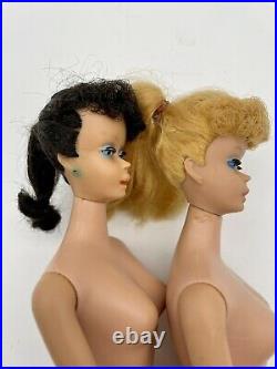 Lot of 2 Vintage #5 Ponytail Barbie Dolls Carry Case Original Outfits & More