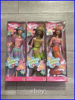 Lot of 3 Barbie Flower Power 29002 29003 29004 Doll Mattel 2000 New