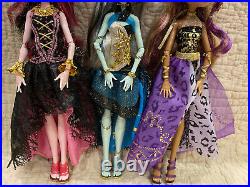 Lot of 3 EXC & near complete Monster High 13 Wishes Clawdeen Draculaura Frankie