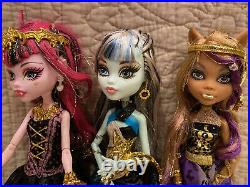 Lot of 3 EXC & near complete Monster High 13 Wishes Clawdeen Draculaura Frankie