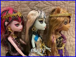 Lot of 3 EXC & near complete Monster High 13 Wishes Clawdeen Draculaura Frankie