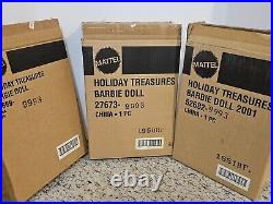 Lot of 3 HOLIDAY TREASURES Barbie Dolls, 1999, 2000 & 2001 With Shipping Boxes