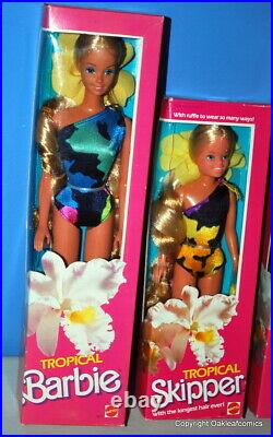 Lot of 4 1985 Tropical Barbie Dolls Barbie Miko Ken Skipper NRFB Nice boxes