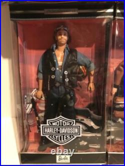 Lot of 4 Harley Davidson Ken & Barbie Dolls Mattel #25637, 25638, 22256, 20441