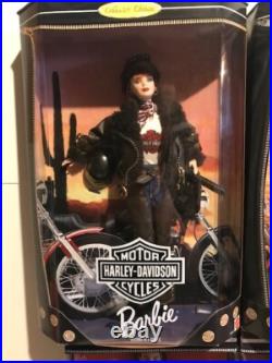 Lot of 4 Harley Davidson Ken & Barbie Dolls Mattel #25637, 25638, 22256, 20441