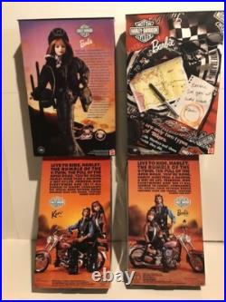 Lot of 4 Harley Davidson Ken & Barbie Dolls Mattel #25637, 25638, 22256, 20441