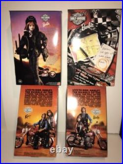 Lot of 4 Harley Davidson Ken & Barbie Dolls Mattel #25637, 25638, 22256, 20441