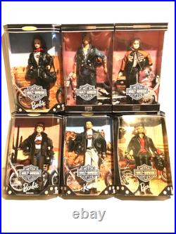 Lot of 6 Harley Davidson Ken & BARBIE DOLLS Mattel 1997, 1998, 1999 NIB NRFB