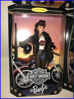 Lot of 6 Harley Davidson Ken & BARBIE DOLLS Mattel 1997, 1998, 1999 NIB NRFB