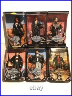 Lot of 6 Harley Davidson Ken & BARBIE DOLLS Mattel 1997, 1998, 1999 NIB NRFB