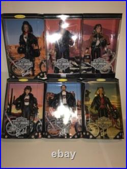 Lot of 6 Harley Davidson Ken & BARBIE DOLLS Mattel 1997, 1998, 1999 NIB NRFB
