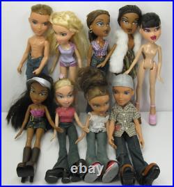 Lot of 9 Bratz Dolls 7 Girls 2 Boys MGA 2001 and 2002 SEE ALL PICS