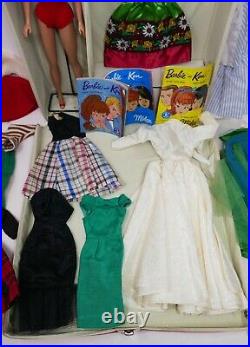 Mattel 1960s Ponytail Barbie Doll Case & Clothing Lot Green Ear