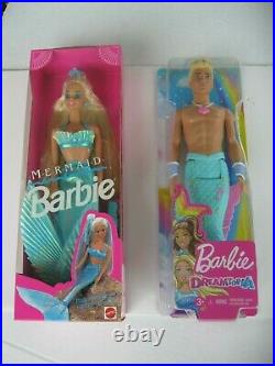 Mermaid Barbie 1991 & Merman Ken 2018 Dolls Lot Mattel NRFB