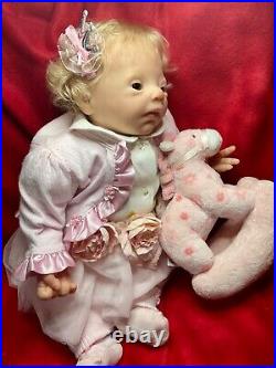 NEW 19 SOLE PEBBLES DOWN SYNDROME BABY GIRL withCOA reborn artist Peg Spencer