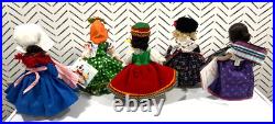 NOS 9 vtg Mme Alex FFFL/International series dolls, RESTRUNG Lot #4 dolls in EVC