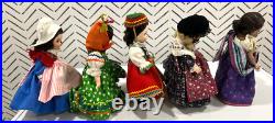 NOS 9 vtg Mme Alex FFFL/International series dolls, RESTRUNG Lot #4 dolls in EVC
