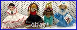 NOS 9 vtg Mme Alex FFFL/International series dolls, RESTRUNG Lot #4 dolls in EVC