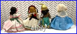 NOS 9 vtg Mme Alex FFFL/International series dolls, RESTRUNG Lot #4 dolls in EVC