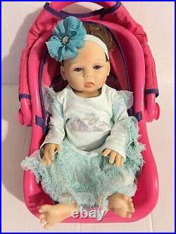 NPK 1733 Lifelike Baby Girl Doll Silicone Vinyl Body Lot Of 17 Accessories, 