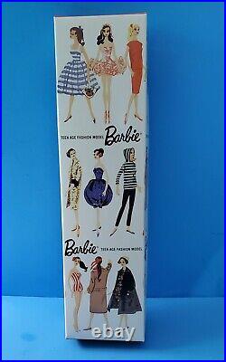 NRFB #1 Vintage Barbie BRUNETTE Ponytail Doll Swimsuit Shoes Box 1959 REPRO