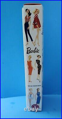 NRFB #1 Vintage Barbie BRUNETTE Ponytail Doll Swimsuit Shoes Box 1959 REPRO