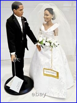 Obama Bride Groom Dolls Danbury Mint & Ashton-Drake 19in Wedding Display Set