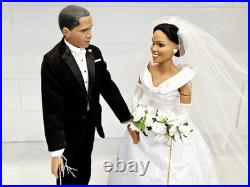 Obama Bride Groom Dolls Danbury Mint & Ashton-Drake 19in Wedding Display Set