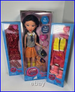 PRETTIE GIRLS TWEEN SCENE HANA DOLL and (2) fashion packs LOT. NIB