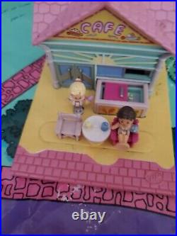 PollyPocket Pollyville LOT! Toy Shop, Schoolhouse, cafe withdolls, pollyville Playmat