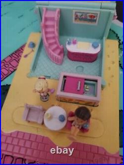 PollyPocket Pollyville LOT! Toy Shop, Schoolhouse, cafe withdolls, pollyville Playmat