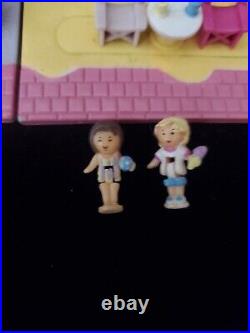 PollyPocket Pollyville LOT! Toy Shop, Schoolhouse, cafe withdolls, pollyville Playmat