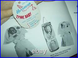 Rare Horsman c1950 tagged TYNIE BABY vinyl doll in blanket near mint orig. Cond