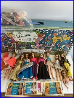 STUNNING Vintage Dawn and Her Friends CASE WithDolls Topper Clothing Huge Lot