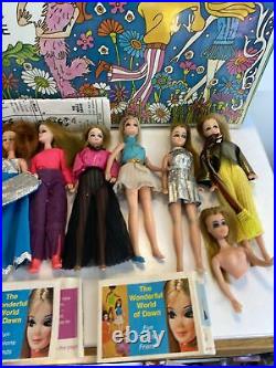 STUNNING Vintage Dawn and Her Friends CASE WithDolls Topper Clothing Huge Lot