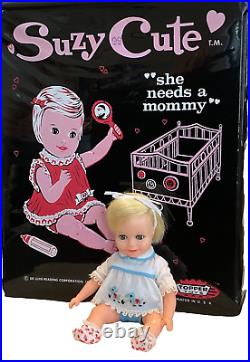 SUZY CUTE Doll with Case 6 outfits Deluxe Reading Topper Toys vintage 60's