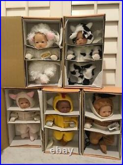 Set of 5 Dolls Berenguer La Newborn Barnyard Cuties soft Vinyl Dolls 9.5