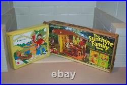 Sunshine Family Doll House Mattel-1973 with Furniture, 6 Dolls-Grandparents &Case