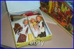 Sunshine Family Doll House Mattel-1973 with Furniture, 6 Dolls-Grandparents &Case