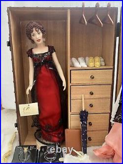 TITANIC Franklin Mint Rose Doll & 12 Outfits 9 shoes Jewelry Accessories Trunk