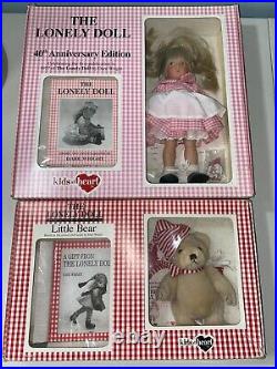 The lonely Doll 40th Anniversary set pin teddy bear a gift from book lot