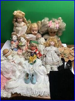 Trunk with8 Vintage Dolls Heritage Mint Horseman Dolls Maxzapf & Other Brand Dolls