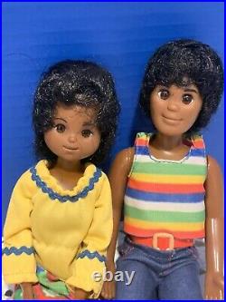 VINTAGE 1970's MATTEL SUNSHINE FAMILY 3 African American Dolls & Accessories