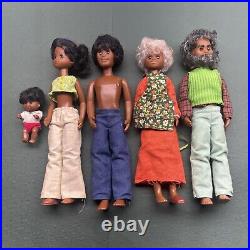 VINTAGE 1970's MATTEL SUNSHINE FAMILY 7 DOLL LOT Black African American